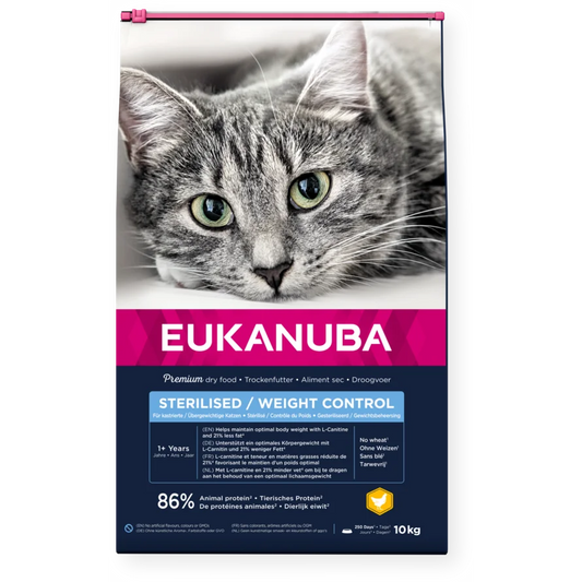 Eukanuba Weight Control sausas maistas sterilizuotoms katėms su vištiena, 10 kg