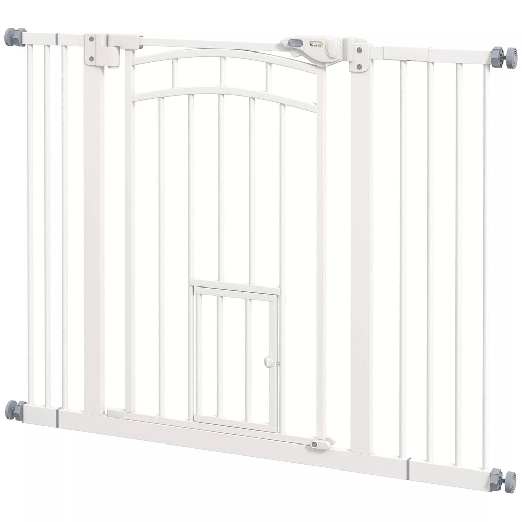 Apsauginiai varteliai laiptams ir šunims, automatinis uždarymas, valdymas viena ranka, 100 cm x 4 cm x 76 cm, balti