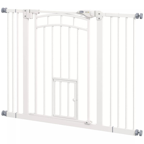 Apsauginiai varteliai laiptams ir šunims, automatinis uždarymas, valdymas viena ranka, 100 cm x 4 cm x 76 cm, balti