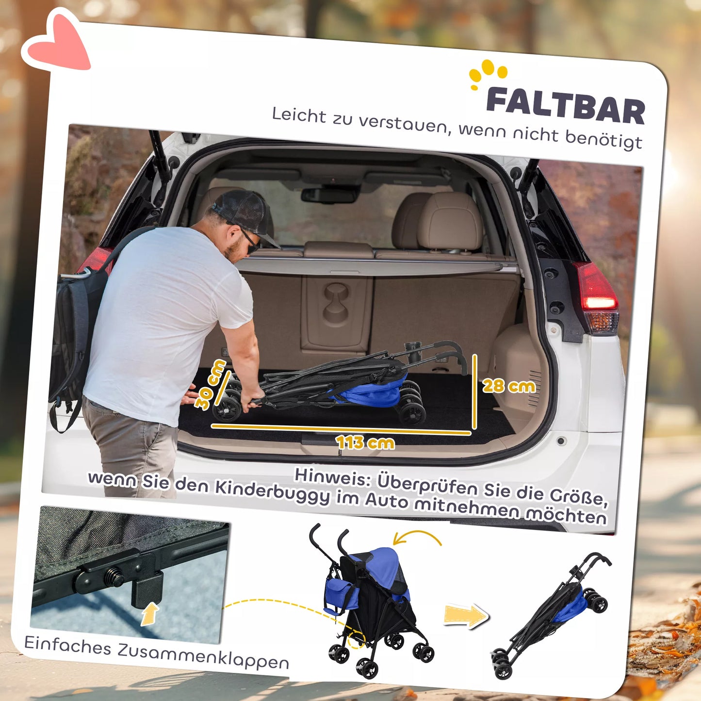 Mājdzīvnieku ratiņi, drošības jostas, sieta logs, 76 cm platums x 44 cm dziļums x 103 cm augstums, tumši zili