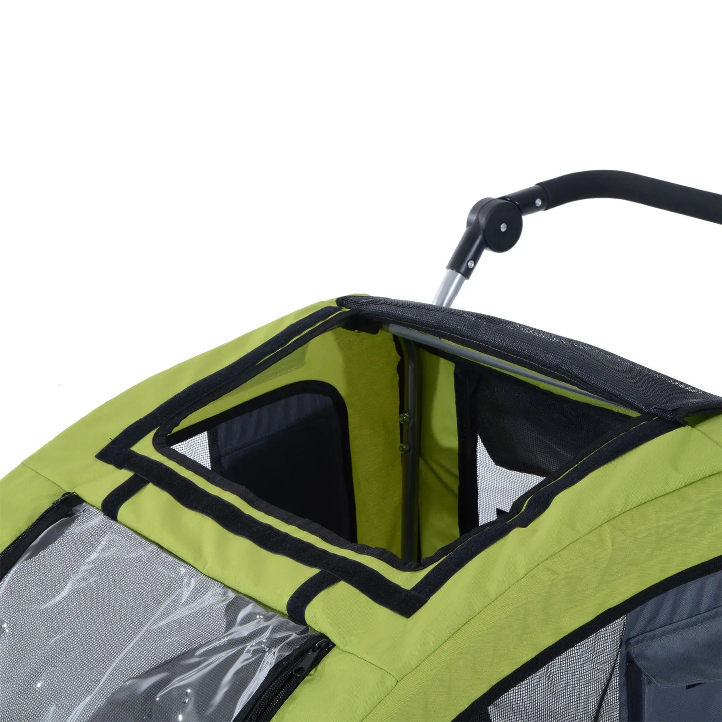 Pet trailer, dog trailer up to 20 kg, foldable, rain cover, reflectors, green+gray, 155 x 83 x 108cm