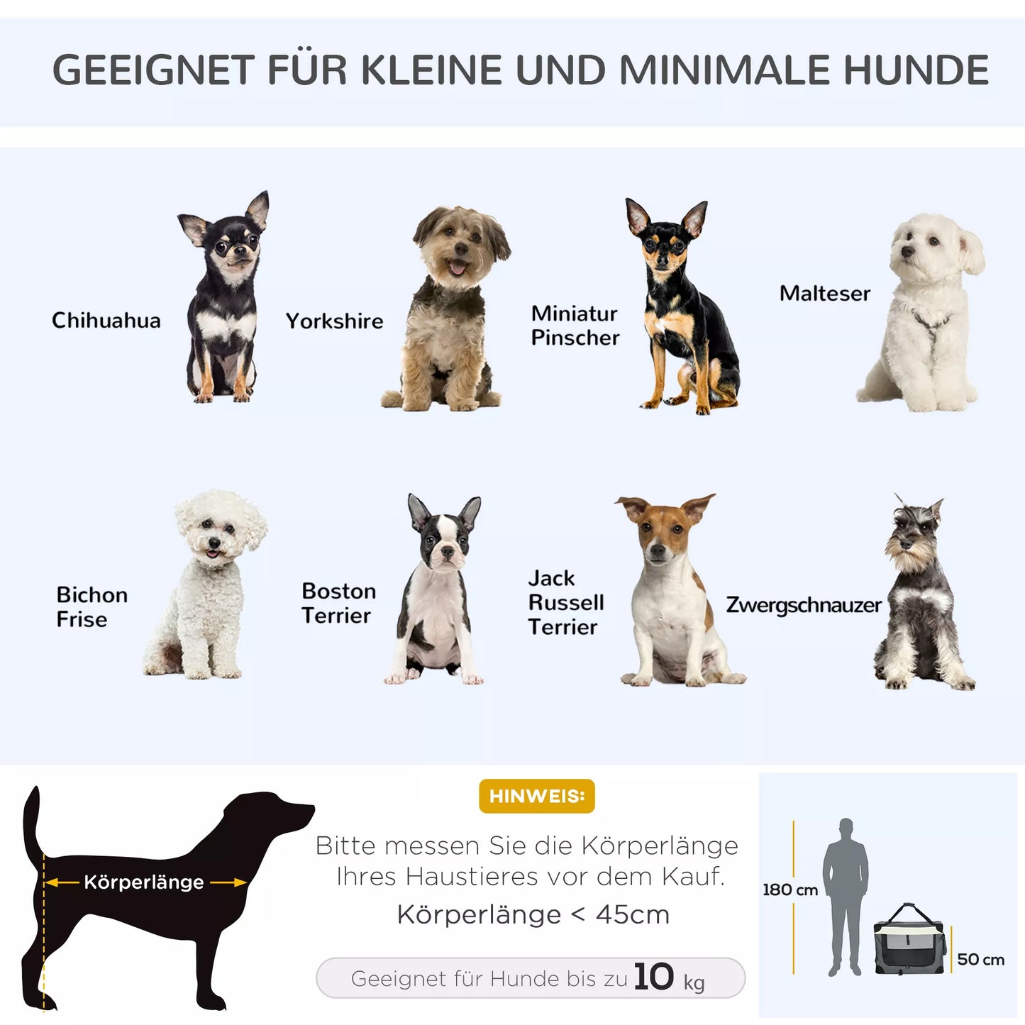 Transport bag, transport box for cats and small dogs, foldable, 3 doors, gray, 70 x 51 x 50cm