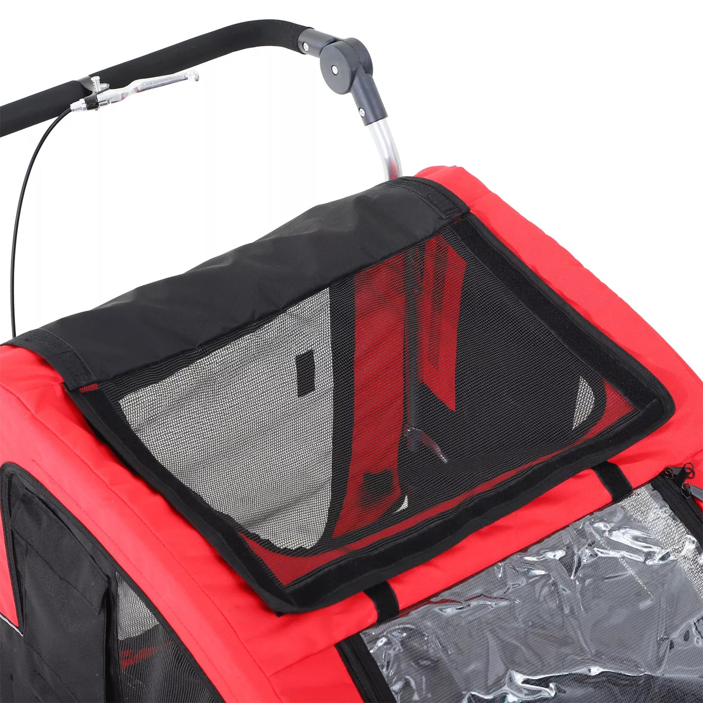 Suņu piekabe ar braukšanas funkciju, kardāna savienojums, tērauda, ​​sarkana+melna