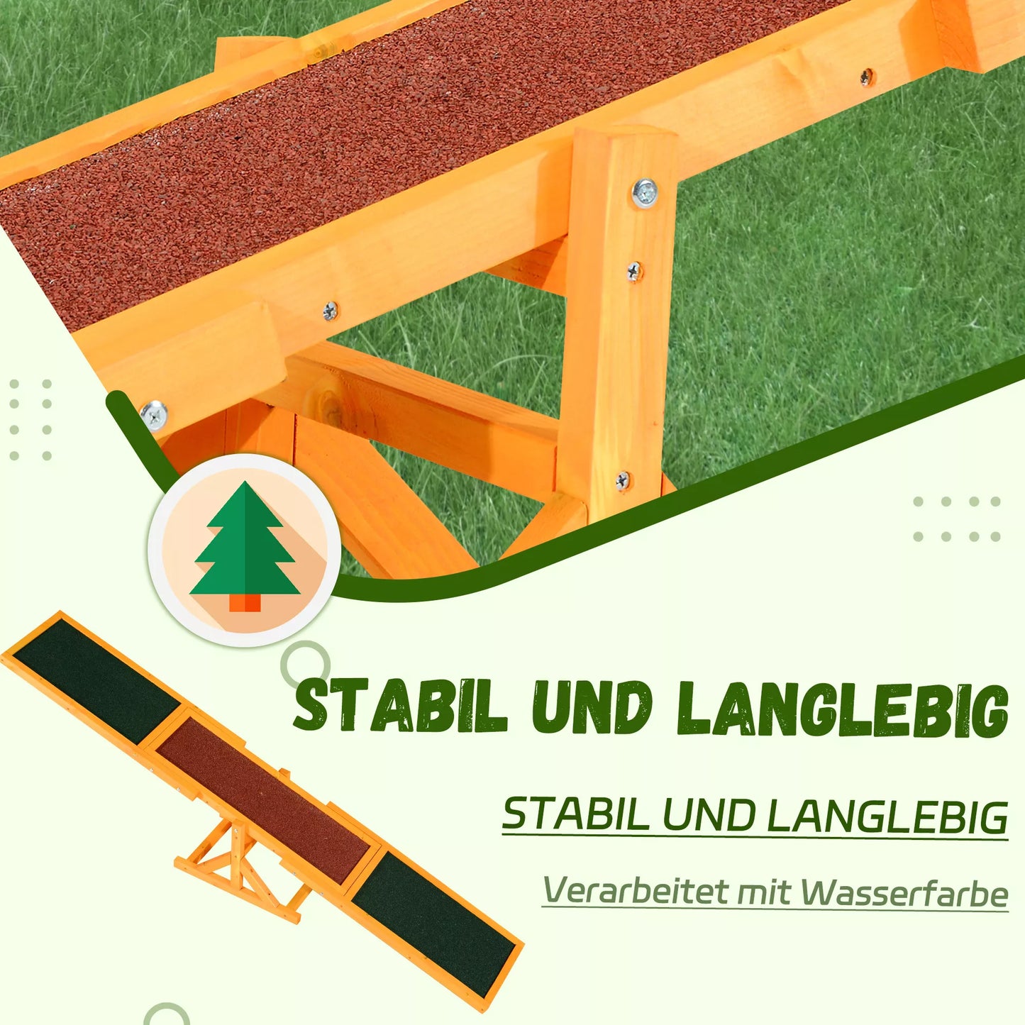 Šunų balansyras Agility treniruotėms, neslystantis, atlaiko iki 50 kg, 180 x 30 x 30 cm