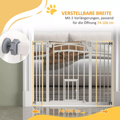 Apsauginiai varteliai laiptams ir šunims, automatinis uždarymas, valdymas viena ranka, 100 cm x 4 cm x 76 cm, balti