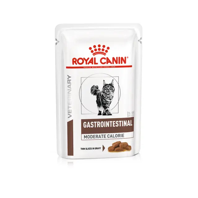 Gastrointestinal Moderate Calorie drėgnas pašaras katei Royal Canin (ploni griežinėliai padaže)