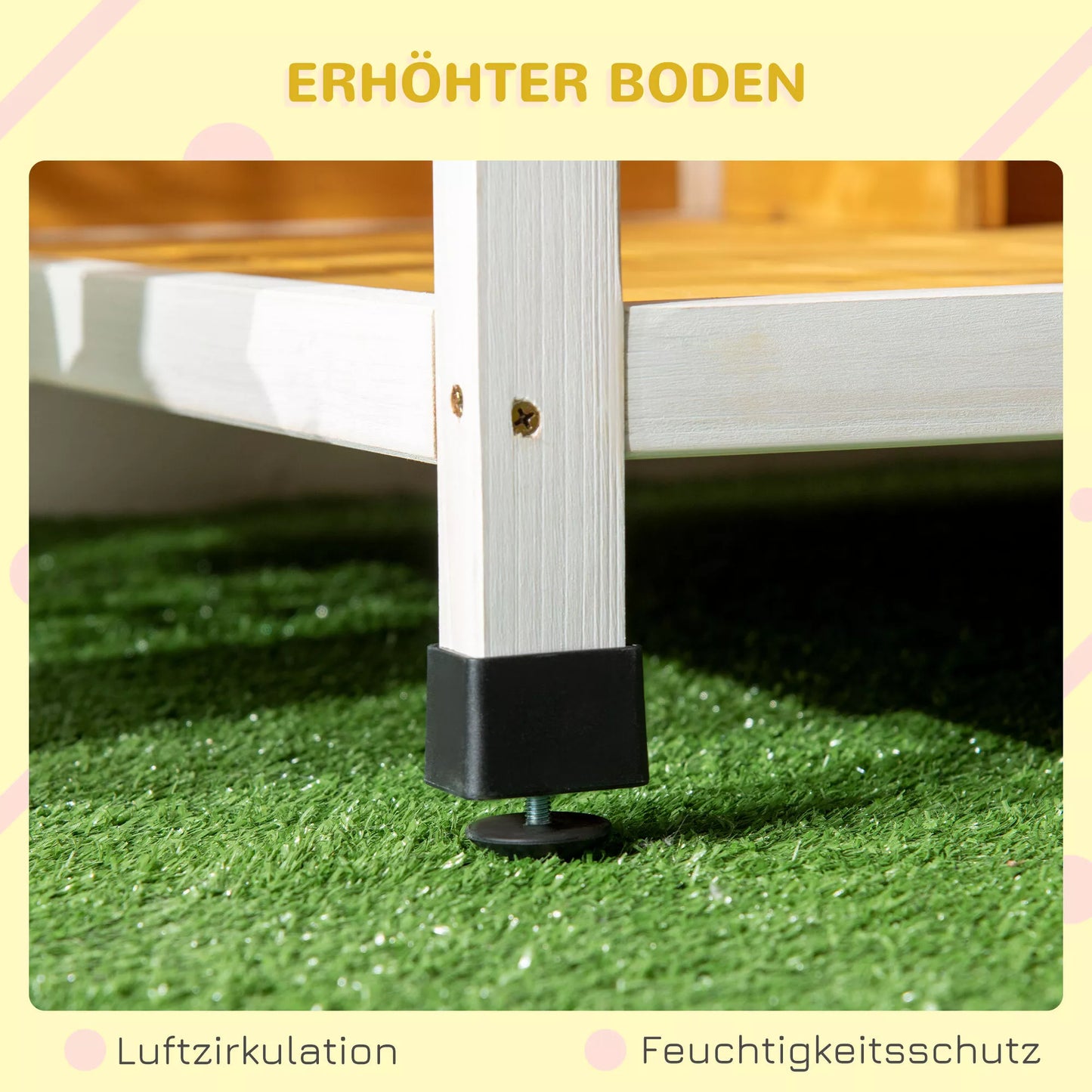 Suņu būda ar verandu, atveramu jumtu, logu, regulējamām kājām, dabīgā koka, oranža, 85,5 x 62 x 60 cm