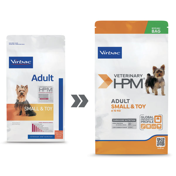 Virbac Veterinary HPM Adult Dog Small & Toy Dog sausas pašaras mažų veislių šunims atsinaujinęs dizainas