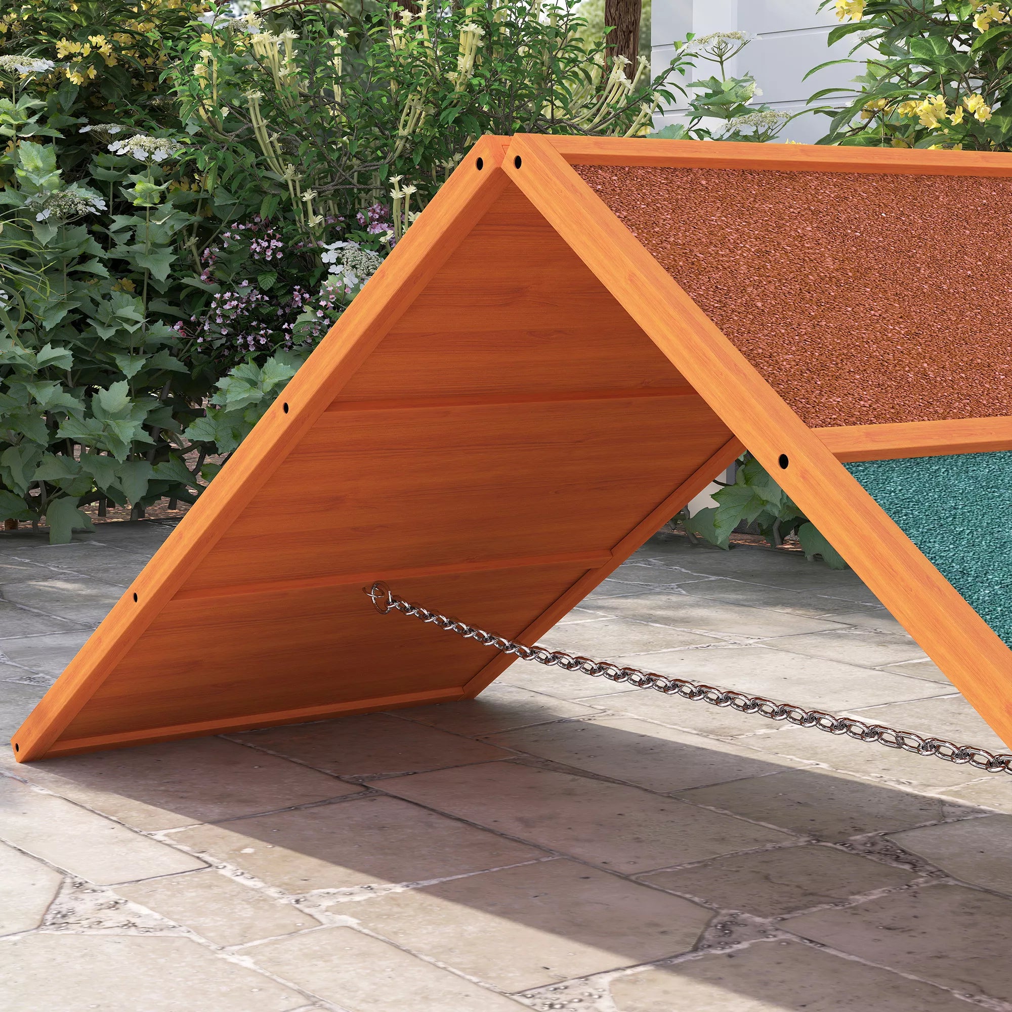 Agility šunų rampos, sulankstoma, reguliuojamas aukštis, neslystanti, eglės mediena, iki 40 kg, 173 x 59 x 66 cm, oranžinė/žalia
