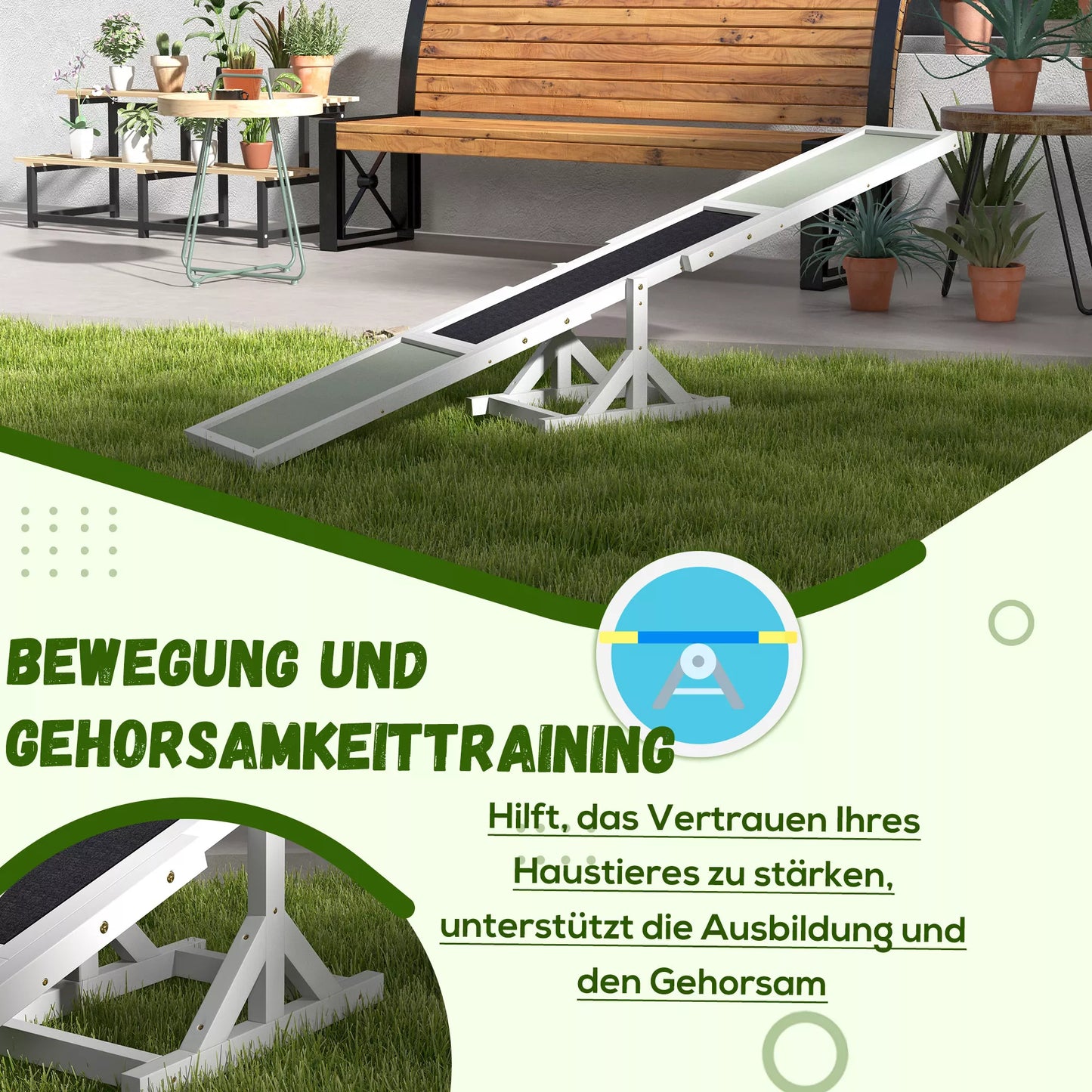 Suņu balansieris veiklības treniņiem, neslīdošs, iztur svaru līdz 50 kg, 180 x 30 x 30 cm