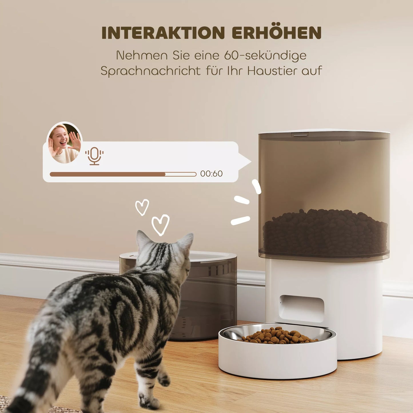 Automatinis maisto ir 2,5 L vandens dalytuvas mažiesiems šunims, katėms, Baltas