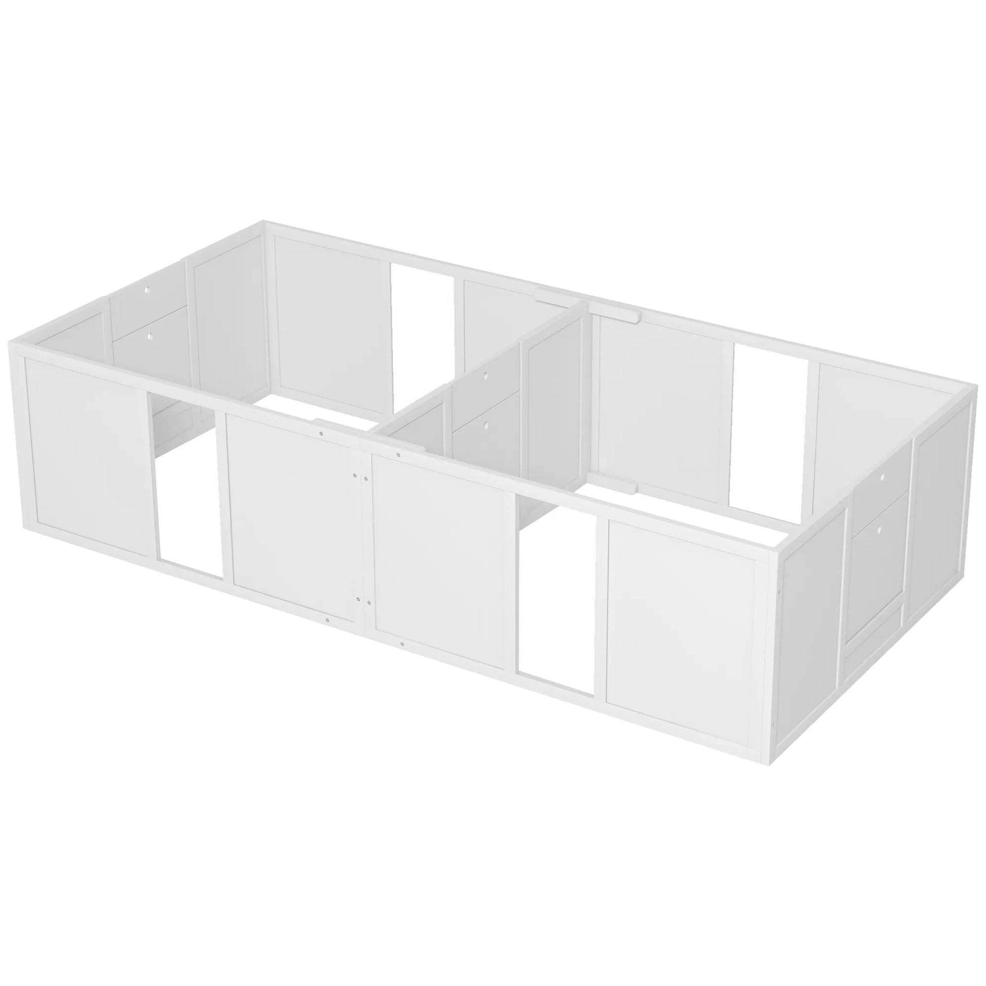 PawHut Veisimo dėžė šuniukams, dalijama į 2 skyrius, su akriliniu langeliu, 196 x 96 x 48 cm, balta