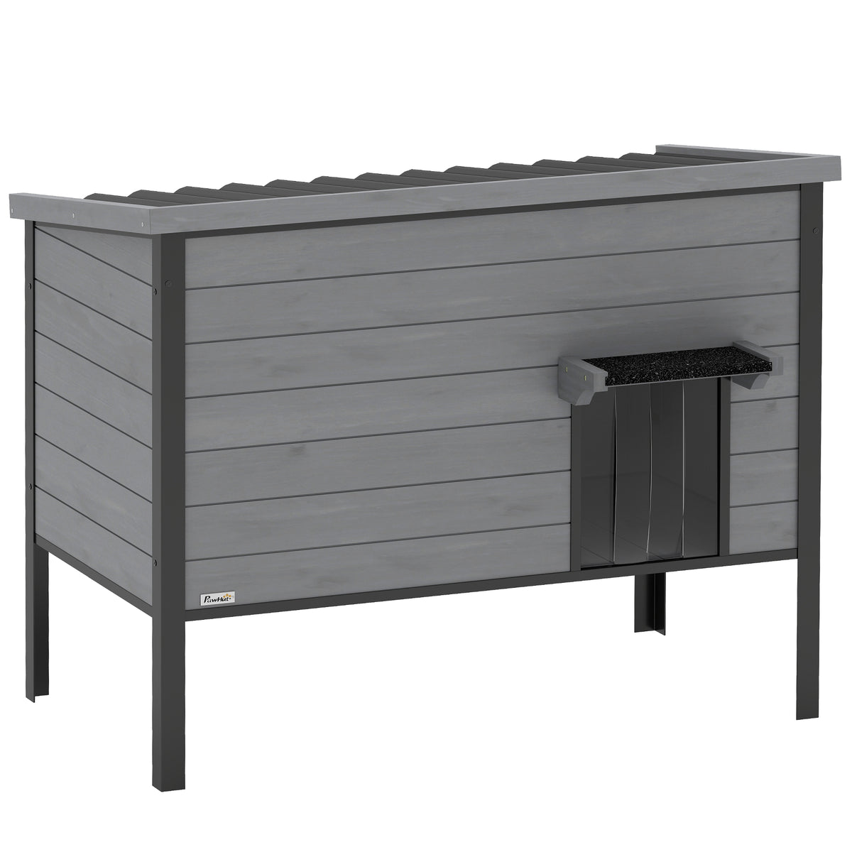 Lauko namelis katėms 85x55x70 cm, su atidaromu stogu, ištraukiamu dugnu ir pertvara, 1–2 katėms, šviesiai pilkas