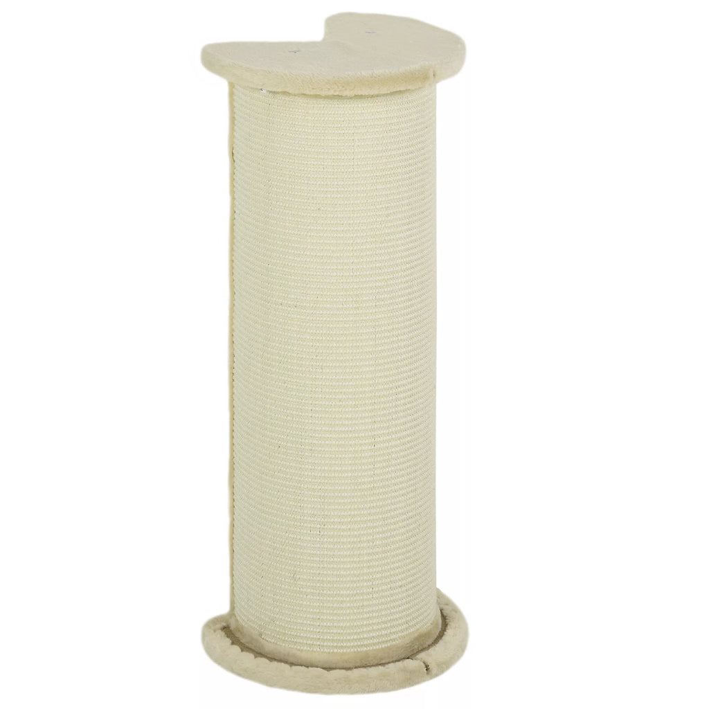 Katės draskyklė, kampinis dizainas, taupanti vietą, 35 cm x 35 cm x 85 cm, kreminė balta