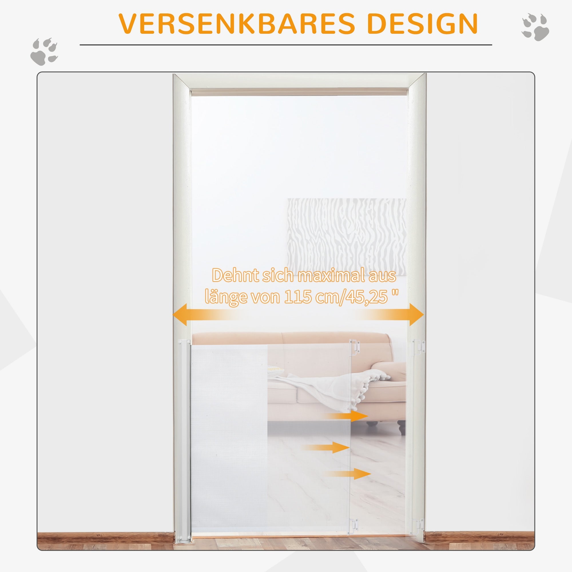 Drošības vārtiņi kāpnēm 115 cm suņiem, drošības vārtiņi durvīm, drošības siena, izvelkamas drošības rullo žalūzijas kāpnēm, sarullējamas rullo žalūzijas, plastmasas, baltas