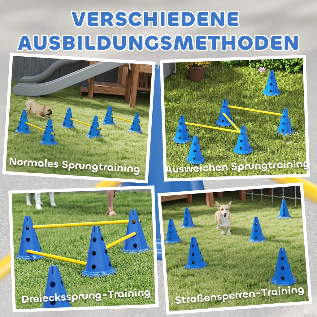 Agility rinkinys šunims 3 dalių agility įranga šunų dresūrai Stumiamų kliūčių rinkinys su 6 kūgiais 3 kliūtys Nešimo krepšys