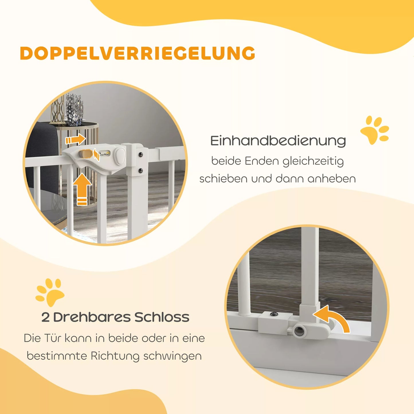 Apsauginiai varteliai šunims, tvorelė naminiams gyvūnėliams, metalas, plastikas, 74-80/87-94 cm, balta