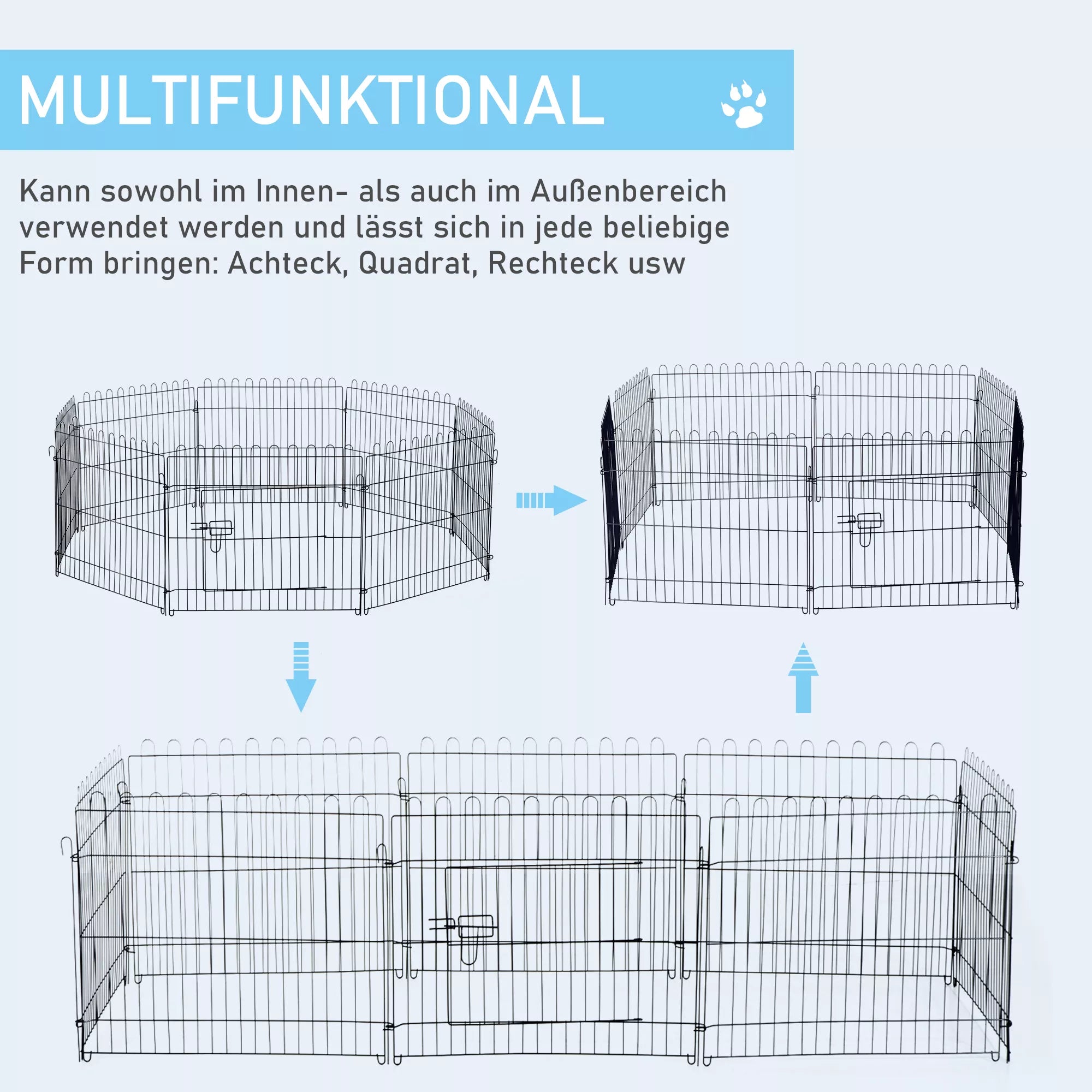 Šuniukų aptvaras, voljeras, žaidimų aikštelė, aptvaras laisvam judėjimui, aptvaras šuniukams 5 dydžių (matmenys: 71x61cm)
