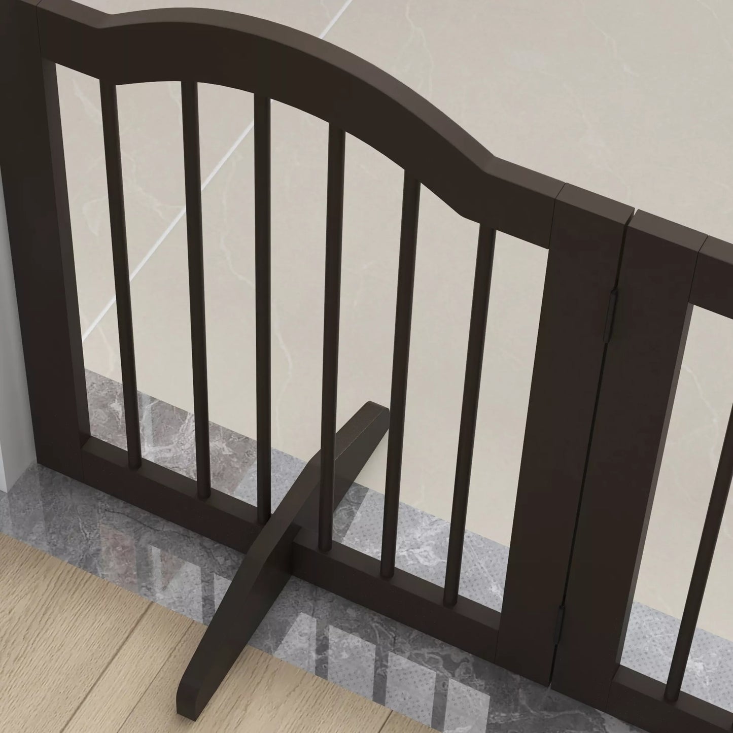 Apsauginis barjeras šunims, 3 skydai, sulankstomas, vientisa mediena ir MDF, 154,5 x 29,5 x 61 cm, spalva kava