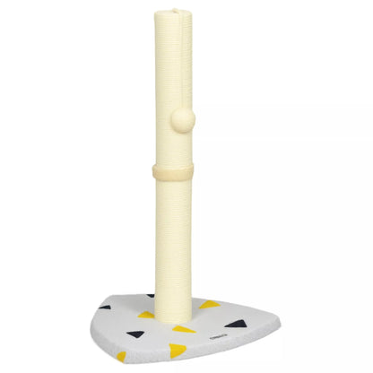 Cat scratching post with play ball, compact size, sturdy jute rope, light gray+beige, 35 x 35 x 62 cm