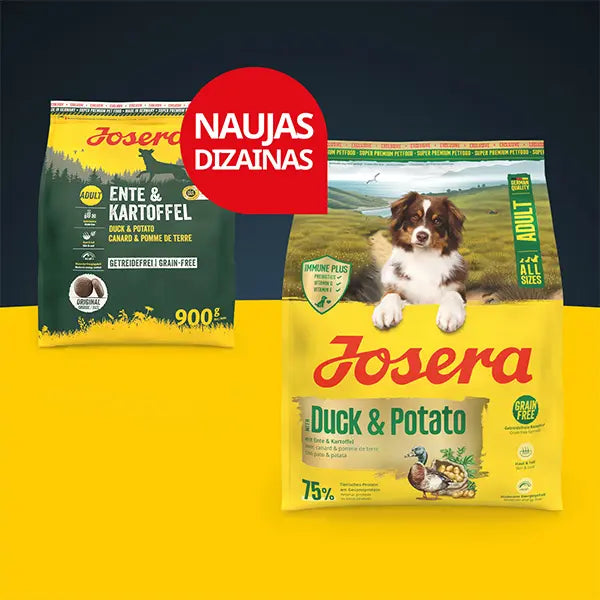 Josera A/S Duck + Potato begrūdis sausas pašaras šunims su antiena ir bulvėmis, 12,5 kg atsinaujinęs pakuotės dizainas