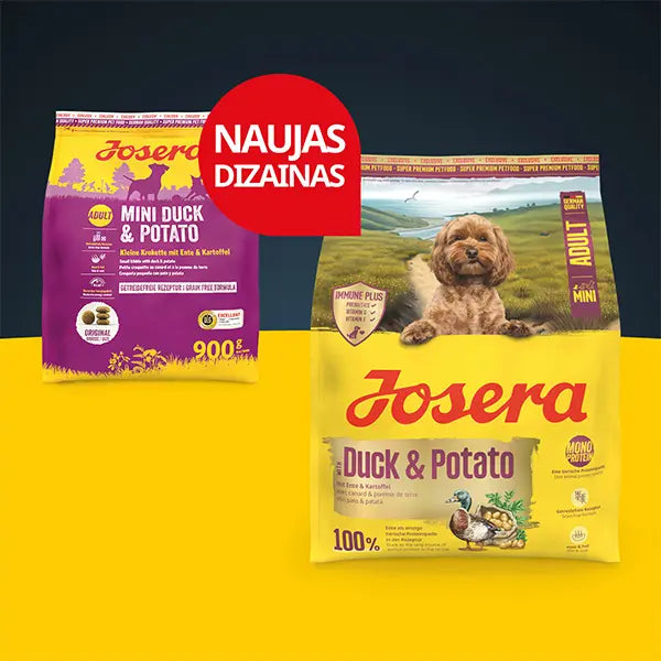 Josera Mini Duck+Potato sausas pašaras mažų veislių šunims su antiena, 10 kg naujas pakuotės dizainas