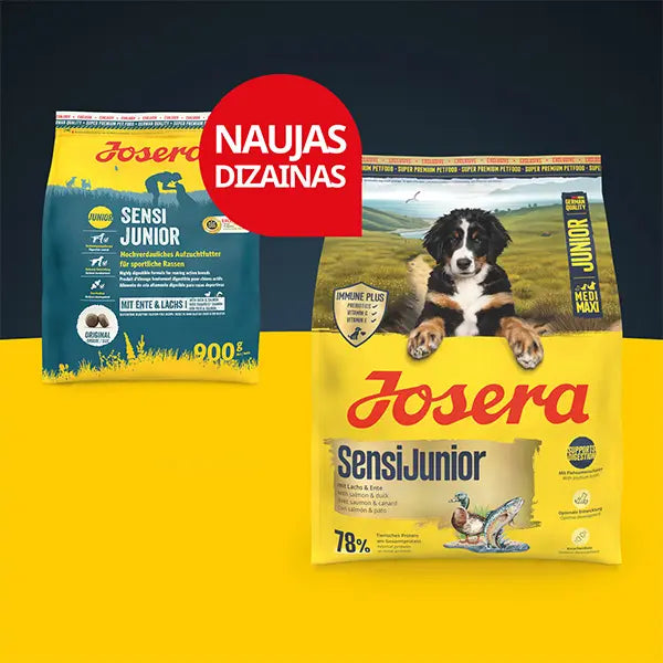 Josera SensiJunior sausas pašaras jautriems jauniems šunims su antiena ir lašiša, 12,5 kg nauja pakuotės išvaizda