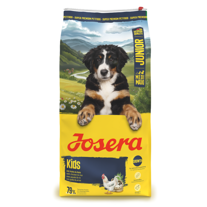 Josera Kids sausas pašaras vidutinių ir didžiųjų veislių jauniems šunims su paukštiena, 12,5 kg