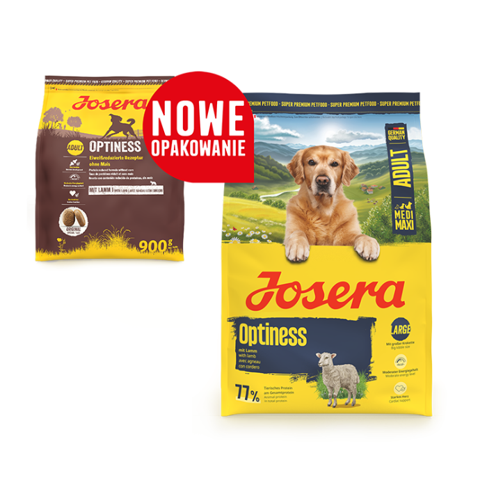 Josera Optiness sausas pašaras šunims su ėriena, 12,5 kg su nauja pakuote