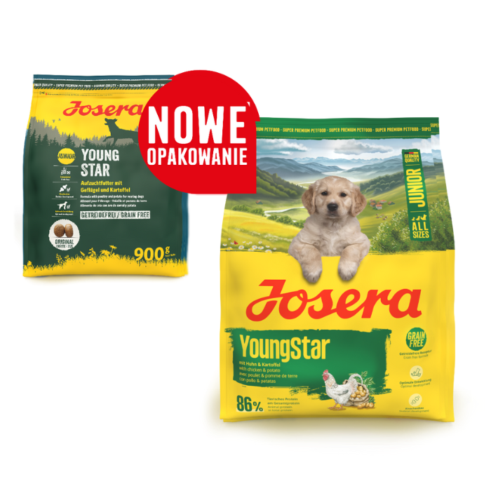 Josera Young Star begrūdis sausas pašaras jauniems šunims su paukštiena, 12,5 kg nauja pakuotė