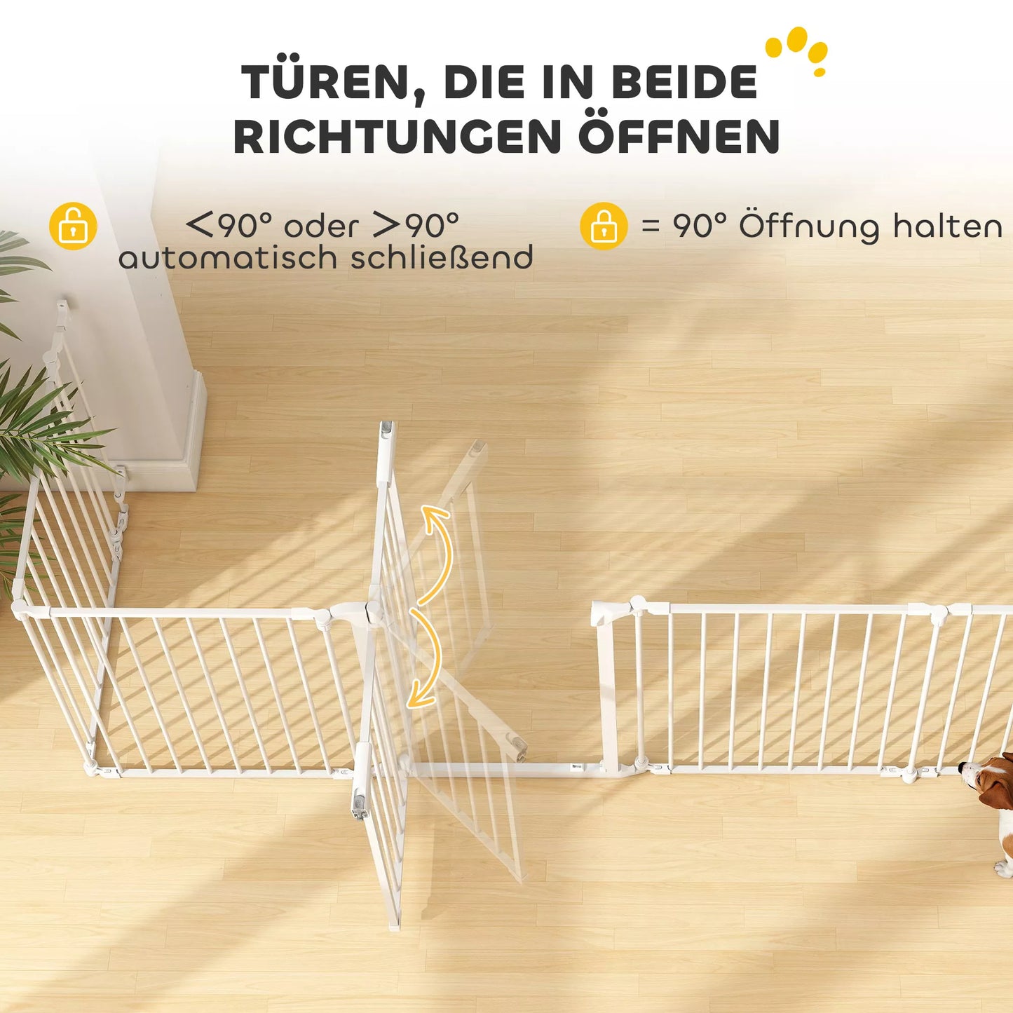 Pet Fence, 6 Panel Barrier with Door, Foldable, for Small and Medium Dogs, Plastic, Carbon Steel, White