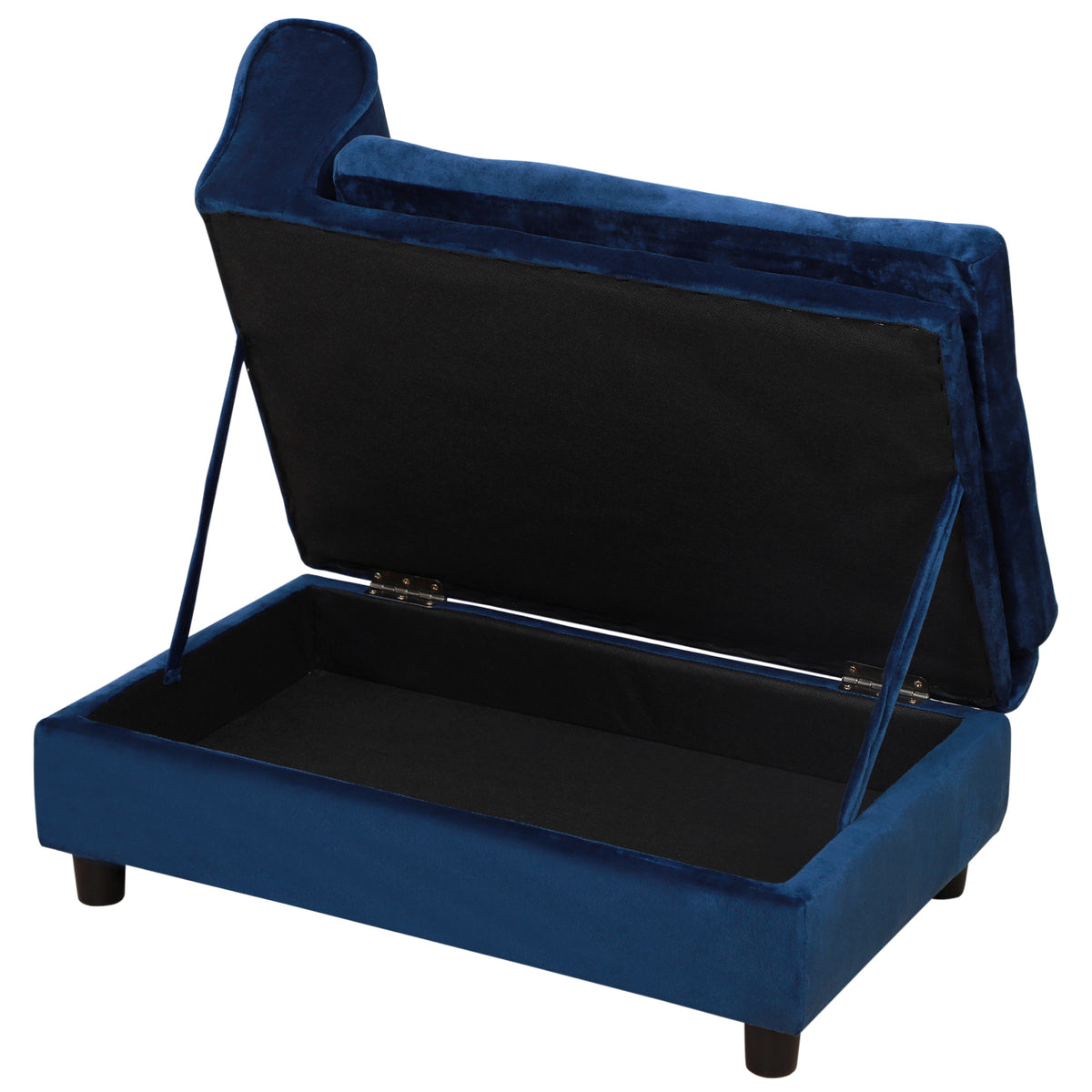 Sofa šunims ir katėms su daiktadėže ir pagalvėle, pliušinė, iki 15 kg, 76x45x43 cm, mėlyna