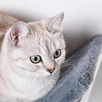 Kaķu gulta pie sienas, kaķu plaukts ar plīša polsterējumu, pelēks, 41 x 28 x 21 cm