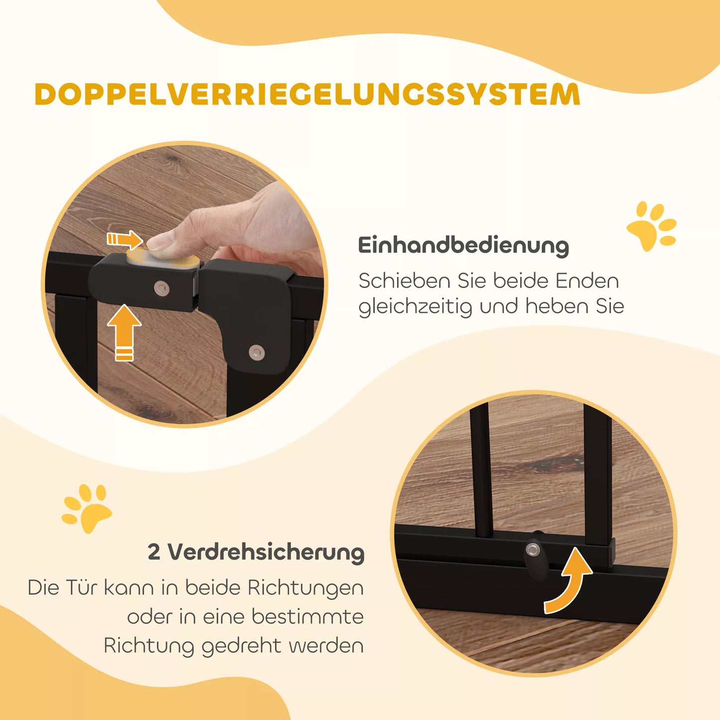 Suņu drošības barjera, piestiprināma ar skavām, regulējams garums, tērauds/ABS, 75-115 x 76 cm, melna