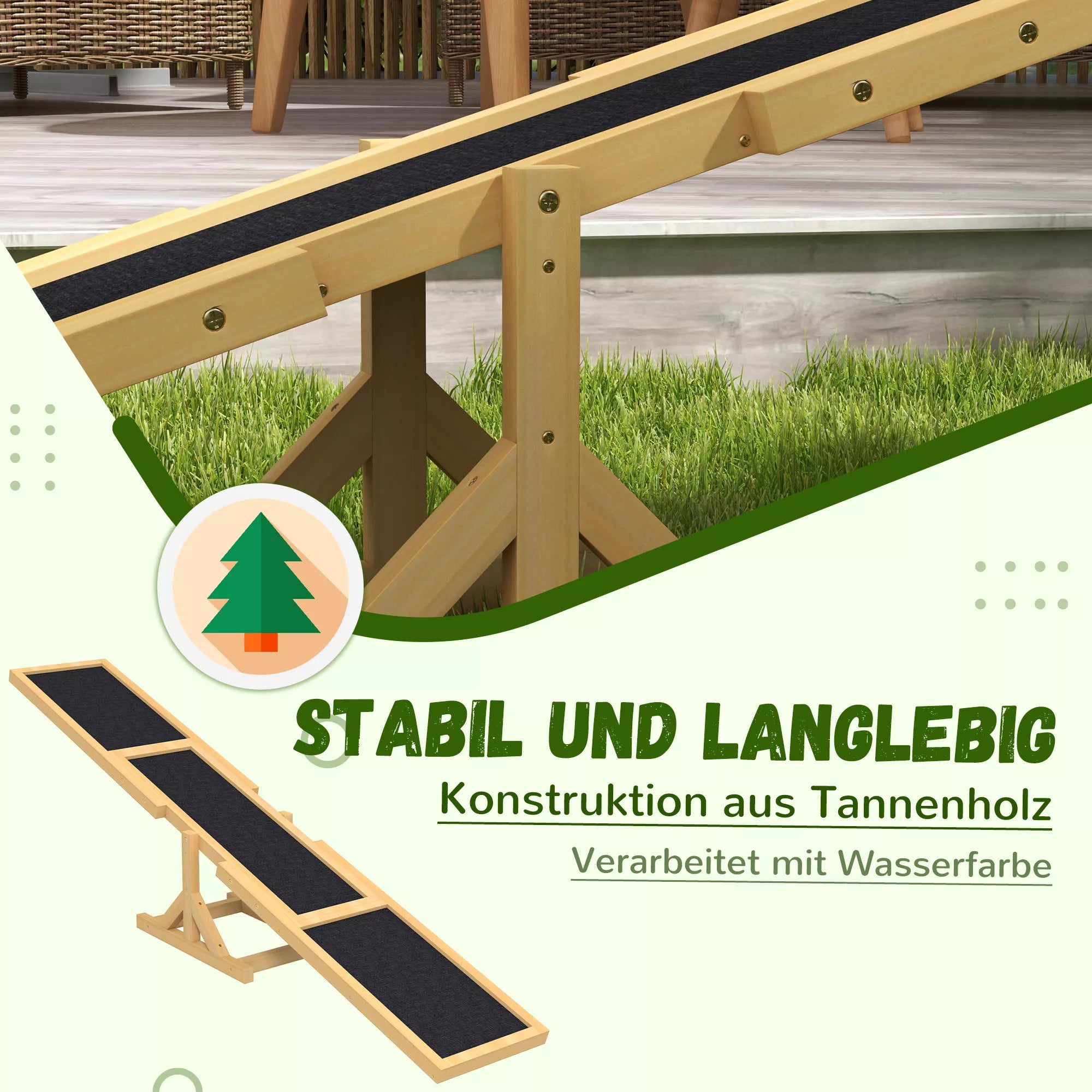 Šunų balansyras Agility treniruotėms, neslystantis, atlaiko iki 50 kg, 180 x 30 x 30 cm