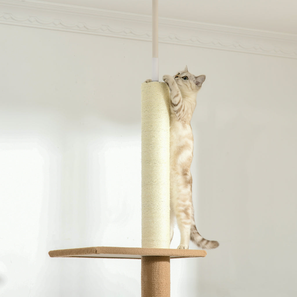 Draskyklė iki lubų 228–260 cm, reguliuojamo aukščio, su 4 platformomis, katėms iki 4 kg, chaki