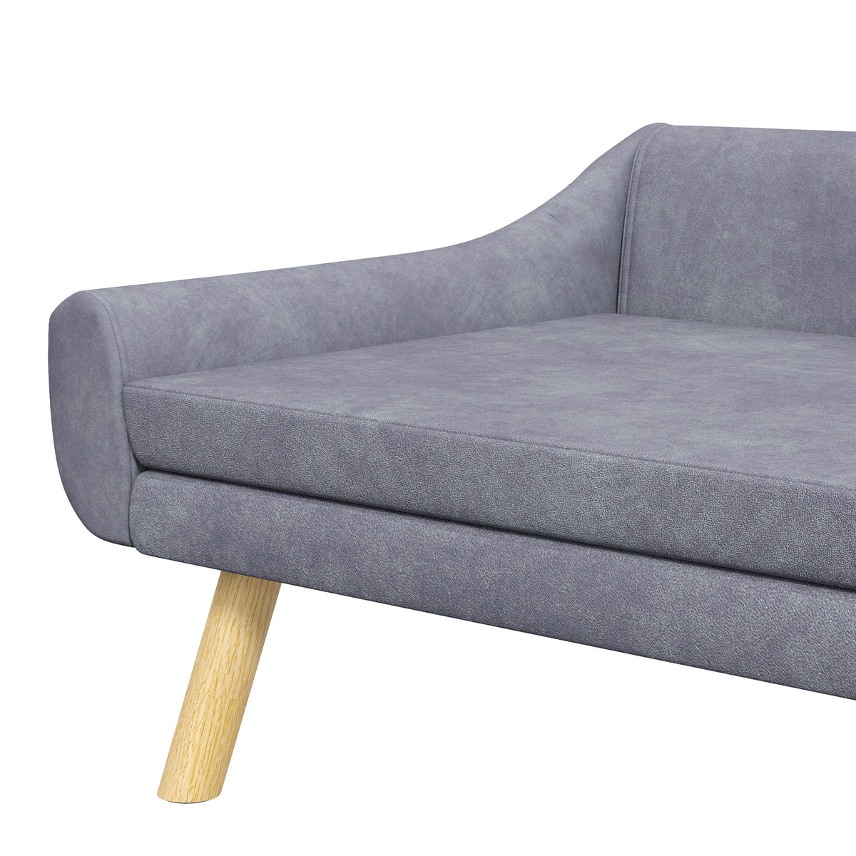 Sofa šunims su nuimama pagalve, aksominė, šunims iki 25 kg, 102x58,5x42,5 cm, pilka