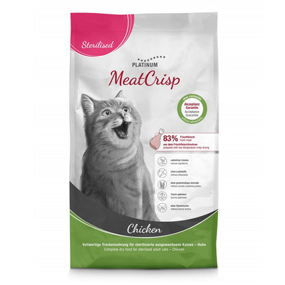 Platinum MeatCrisp visavertis sausas pašaras sterilizuotoms katėms su vištiena