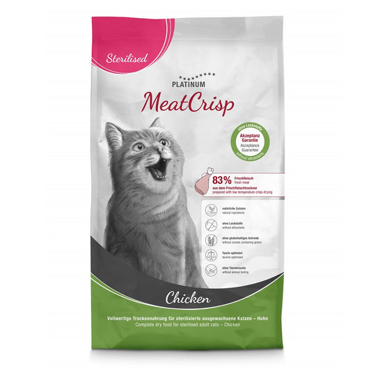 Platinum MeatCrisp visavertis sausas pašaras sterilizuotoms katėms su vištiena