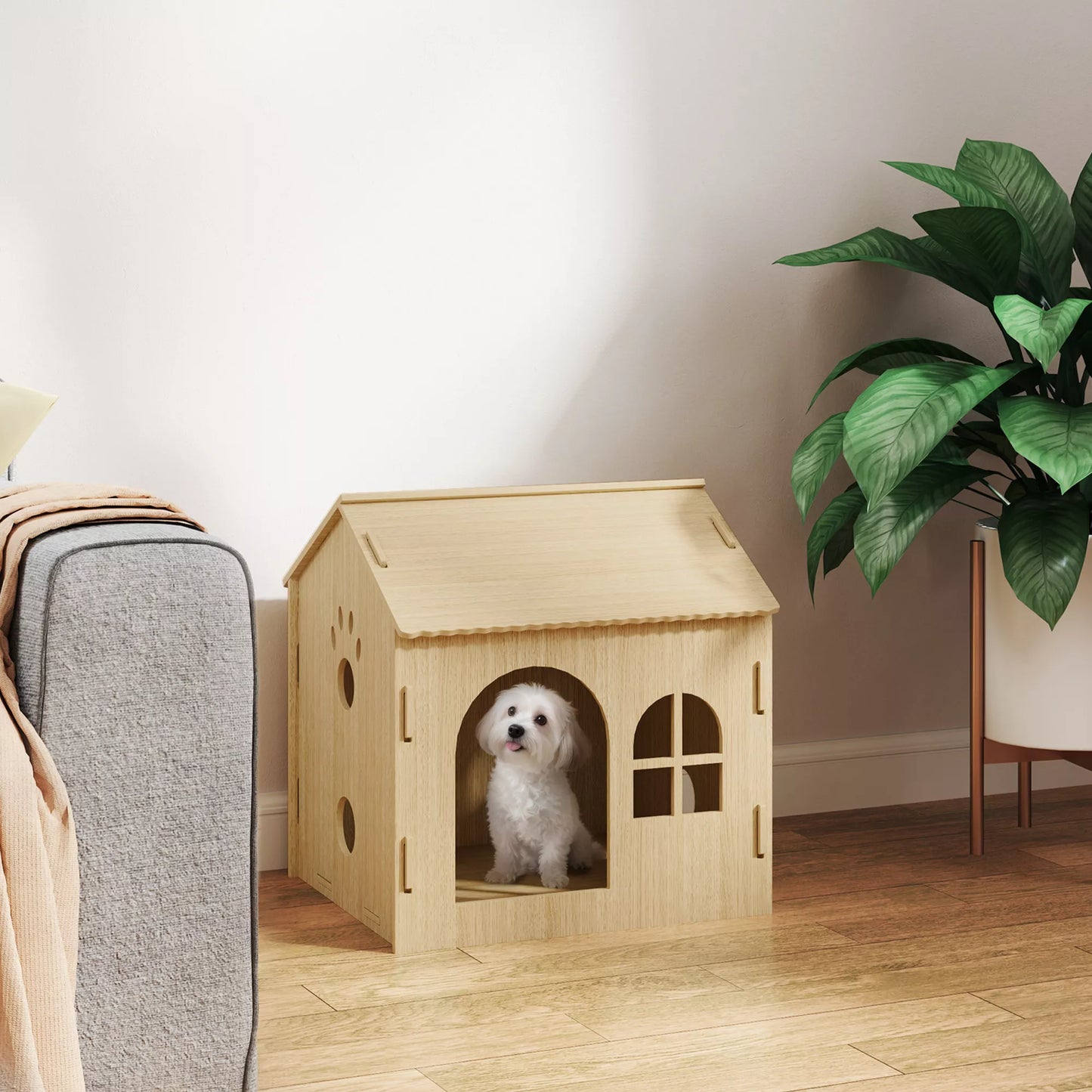 Suņu/kaķu būda lietošanai iekštelpās, jauks dizains, 50 x 41 x 51 cm