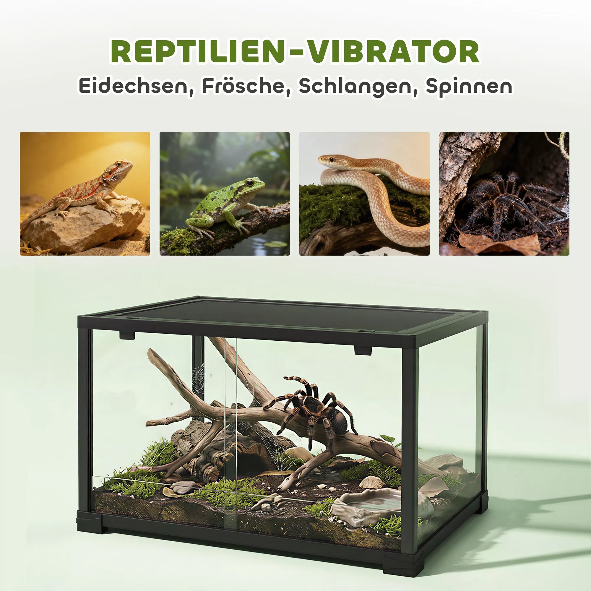 Roplių terariumas, 86 litrų vivariumas su stumdomomis durimis, užrakinamas, skirtas driežams, vabzdžiams, vorams, gekonams, 60 x 45 x 32 cm, juodos spalvos