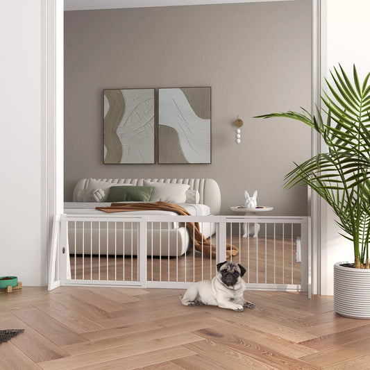 Laisvai pastatomas ir ištraukiamas apsauginis barjeras šunims, 71–190 cm (baltas)