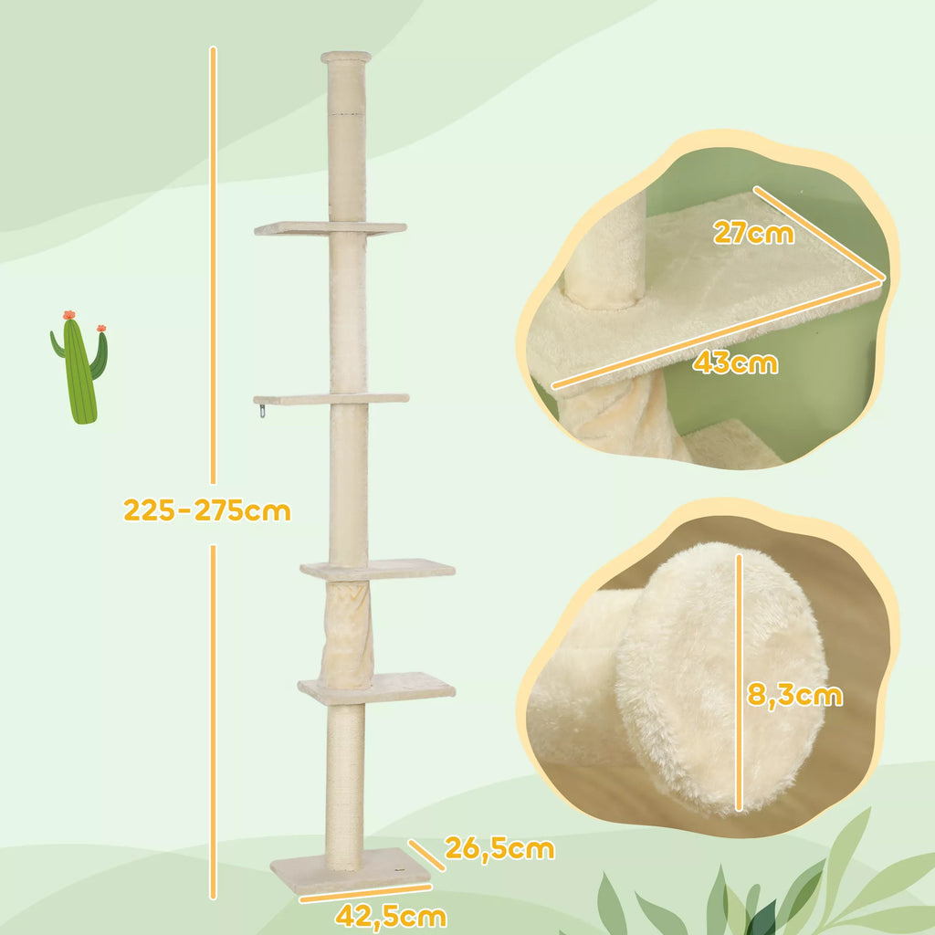Draskyklė, reguliuojamas aukštis 225–275 cm, stabilus pagrindas, apsauga nuo apvirtimo, pliušinis apmušalas, kreminė balta spalva