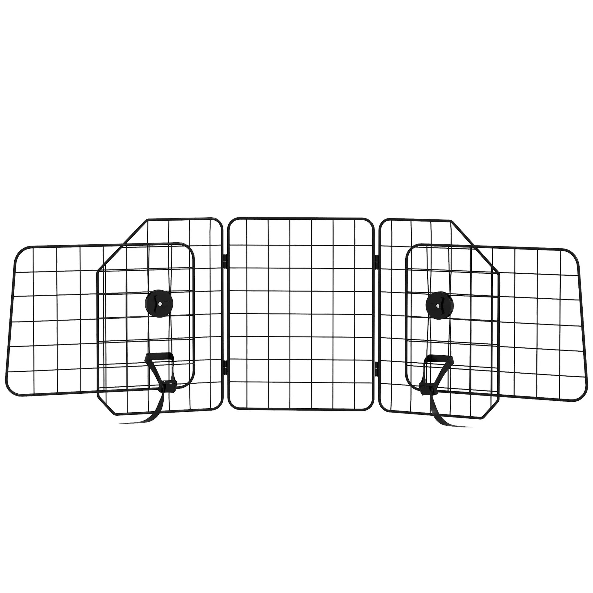 Automobilinė tvorelė šunims, reguliuojama 93-150cm, sulankstoma, lengvai montuojama, plieninė, juoda