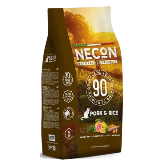 Necon Natural Wellness Adult Sausas pašaras katėms su kiauliena ir ryžiais