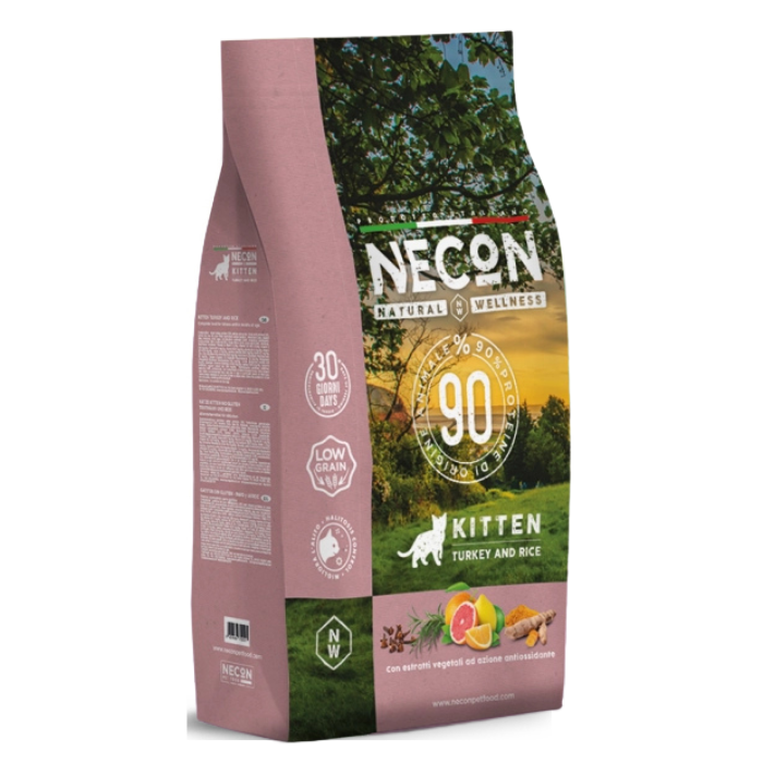 Necon Natural Wellness Kitten sausas pašaras kačiukams su kalakutiena ir ryžiais
