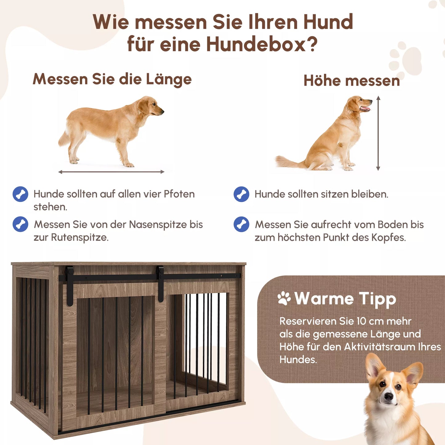 Šunų narvas, užrakinamas, medžio išvaizda, rustikinis dizainas, 98 cm x 58 cm x 67 cm, riešuto + juoda