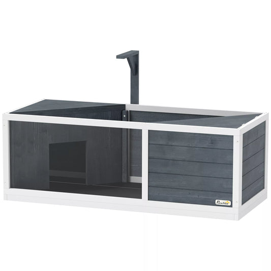 PawHut Vėžlių namelis su lengvai atidaromu viršumi, lempos laikikliu, permatoma priekine dalimi, 120 x 50 x 40 cm, Pilka