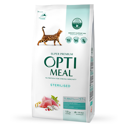 OPTIMEAL™ sausas pašaras sterilizuotoms katėms su kalakutiena ir avižomis