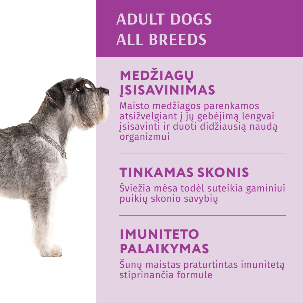 OPTIMEAL ™ visavertis konservuotas pašaras suaugusiems šunims su triušiena ir mėlynėmis padaže 12x0.085 kg privalumai